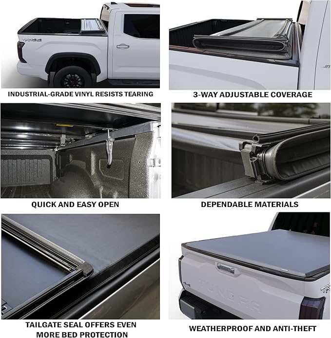 Toptiny Soft Folding Truck Bed Tonneau Cover|TSTF035|Fits 2022-2026 Toyota Tundra 6'6" Bed (78")