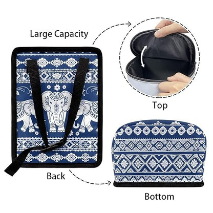 Talayituse Boho Mandala Elephant Print Car Trash Can with Lid, Leak Proof Auto Trash Bag Hanging Vehicle Garbage Can Multipurpose Storage Container for Back Seat Road Trip