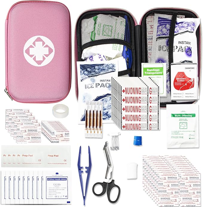 Small-Waterproof Car First-Aid Kit Emergency-Kit - Pink 273Piece Camping Equipment for Camping Hiking Home Travel YIDERBO