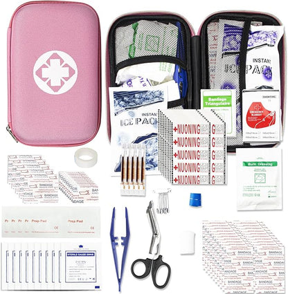 Small-Waterproof Car First-Aid Kit Emergency-Kit - Pink 273Piece Camping Equipment for Camping Hiking Home Travel YIDERBO