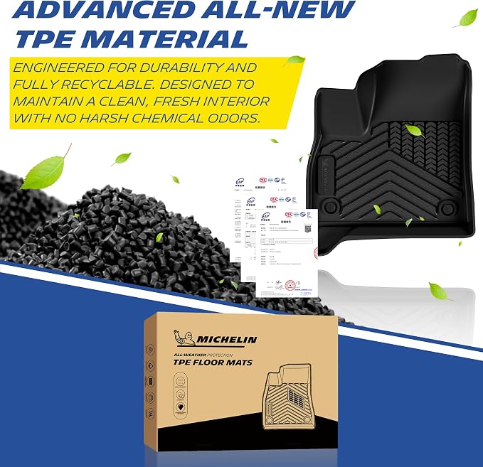 Michelin Vehicle Mats, All-Weather TPE Custom Fit Liner for 2024-2026 Chevy Traverse/2024-2026 GMC Acadia/2025-2026 Buick Enclave 7 Seats(9 Piece), Not Fit 2024 Traverse Limited, Premier