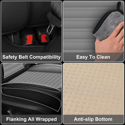 Seat Covers Fit for Nissan Rogue 2015-2026, Breathable and Comfortable Leather Car Seat Cover, Deluxe Waterproof Cushion Cover Auto Interior Accessories (Black Gray)