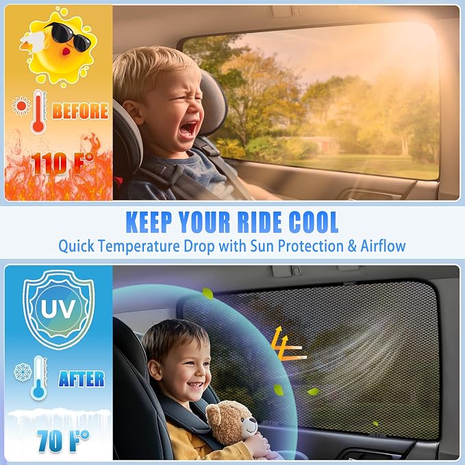 ZATOOTO Car Window Shades for Forester 2019-2024, Car Window Cover Baby Sun Shade Sun Blocker Window Screens for Camping | UV Protection, Privacy, Ventilation, and Bug-Free Design