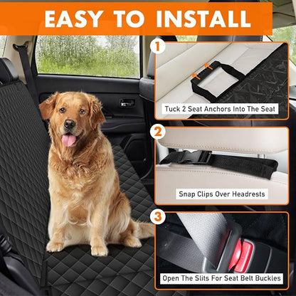 NECKORY Backseat Cover for Dogs, Waterproof and Non-Slip Pet Bench Seat Covers, Car Seat Protector for Back Seat, Universal Size Rear Car Seat Cover Fits Cars, Trucks and SUVs, M-Black