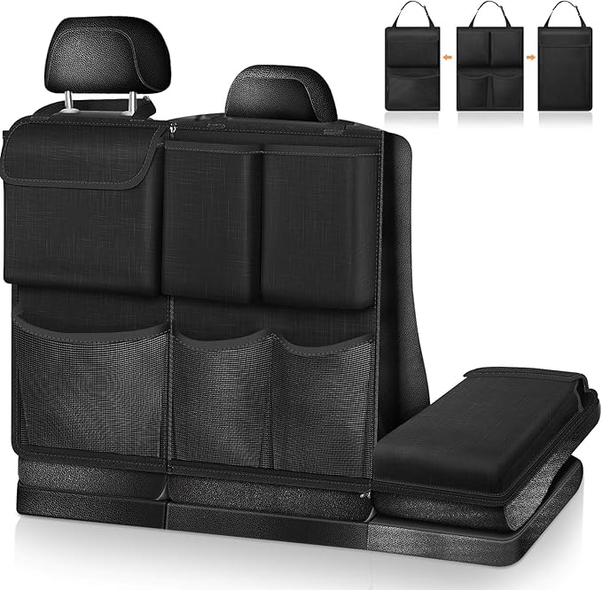 FINPAC Car Trunk Organizer and Storage, Detachable Seat Back Hanging Organizers Storage with Zippers, Large Capacity Car Accessories Interior for Jeeps, SUVs, Vans (Black)