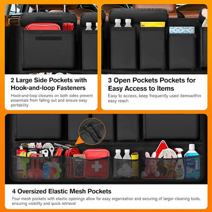 MoKo Trunk Organizer for SUV, Car Organizer with 10 Pockets Large Capacity & 3 Adjustable Straps for Easy Installation, Hanging Car Storage Universal Fit for Sedans, SUVs, MPVs, Trucks, 43.3 x 18.9in