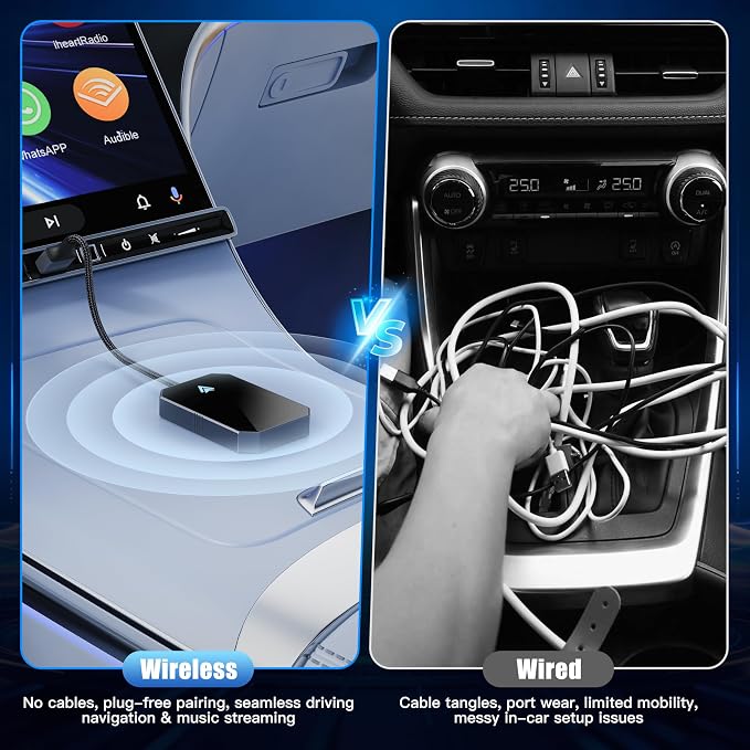 Wireless Android Auto Adapter for Android Phone – Wired to Wireless, Plug & Play Google Assistant/HD Nav, 2016+ Native Android Auto & Android 11+