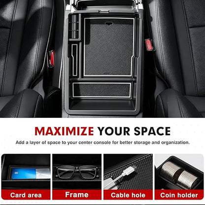Autorder Center Console Organizer for Kia Sorento 2021-2026 Accessories Armrest Storage Box Secondary Insert Tray with 2 Color Mats