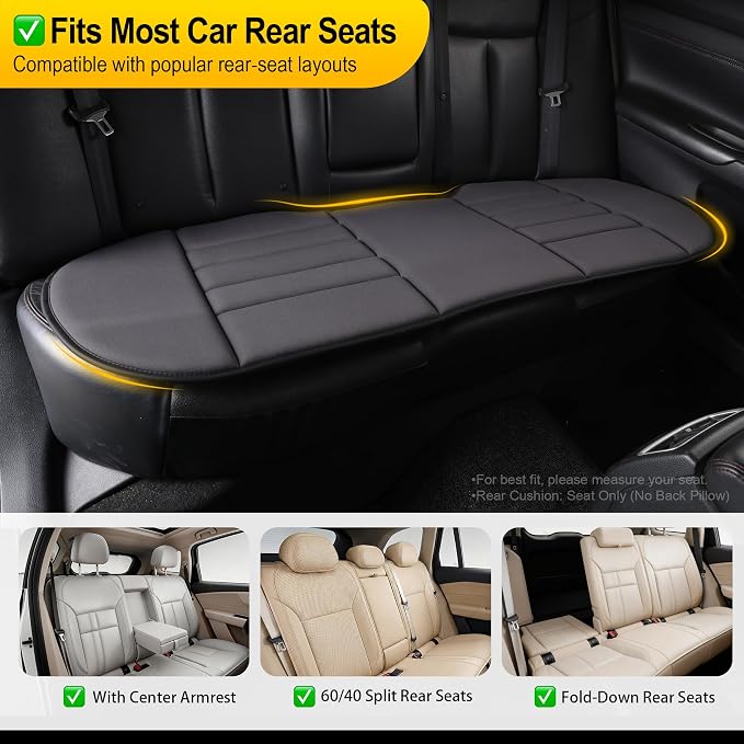 kingphenix 3-Piece Car Seat Cushion Set, 1.2inch Memory Foam Comfort, 2 Front Automotive Seat Cushions + Rear Bench Cushion, Non-Slip Bottom, Fits Sedan SUV Truck Van, Car & Office Chair, Dark Grey