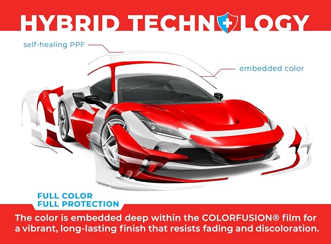 ColorFusion PPF by VViViD, Gloss Ultra Red Dry Apply PPF Vinyl Car Wrap Roll 10ft x 5ft