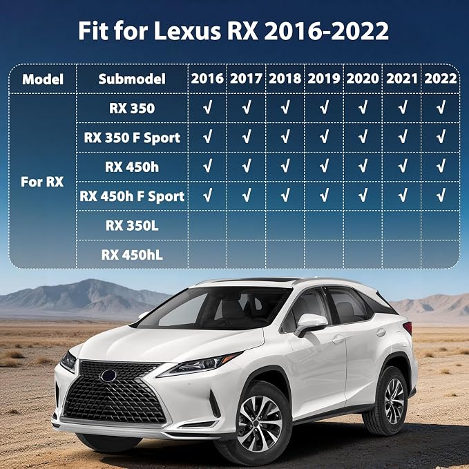 Floor Mats & Cargo Liner for 2016-2022 Lexus RX 350 | RX 450h (NOT for RXL), Custom Fit Floor Liners All Weather Protection TPE Car Mats Accessories Waterproof Anti-Slip