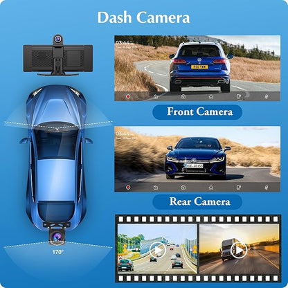 Carpuride W903 Wireless Carplay & Android Auto with Dash Cam - 9.3" HD IPS Touch Car Play Screen for Car, 4K Front & 1080P Rear Camera, Loop Recording, Bluetooth Audio, Mirror Link, GPS