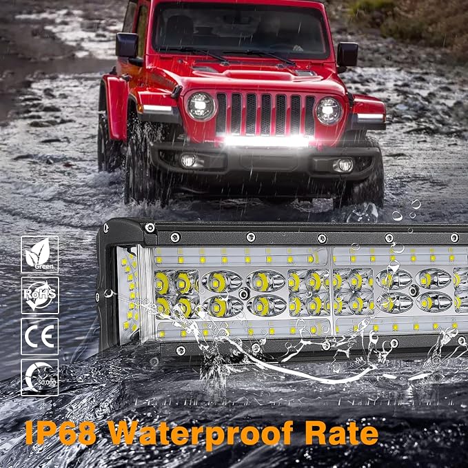 Muto-Beam Side Shooter LED Light Bar, 20 Inch 320W Quad Row Light Bar LED Fog Lights Off Road Driving Spot Flood Combo Work Lights for Truck UTV ATV Pickup SUV Boat