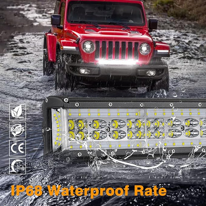 Muto-Beam Side Shooter LED Light Bar, 20 Inch 320W Quad Row Light Bar LED Fog Lights Off Road Driving Spot Flood Combo Work Lights for Truck UTV ATV Pickup SUV Boat