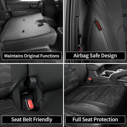 EKR Tacoma Seat Covers Custom Fit for Toyota Tacoma 2016 2017 2018 2019 2020 2021 2022 2023 Double Cab/Crew Cab -Truck Seat Covers for Car Full Set,Faux Leather(Black/Gray Camo A122)