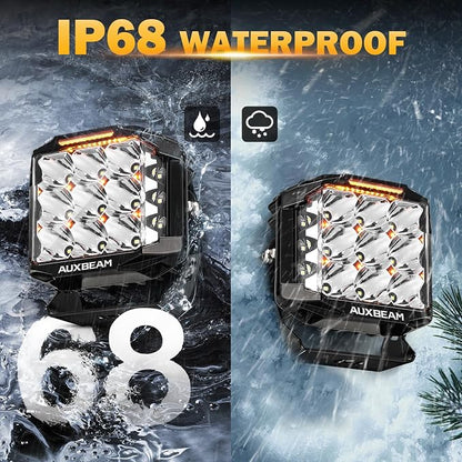 Auxbeam 7" Off-Road Lights with 270° Side Shooter, V Max Series Pod Lights with DRL & Back Light, 228W 26100LM Spot Flood Combo Ditch Lights, Cube LED Driving Light for Jeep ATV UTV, Pair