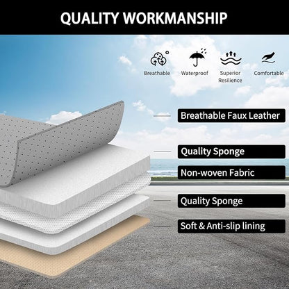 Car Seat Covers Full Set, Leather Seat Covers for Cars, Waterproof Car Seat Protector,Non-Slip Car Interior Covers, Automotive Seat Covers for Most Cars SUVs, Gray