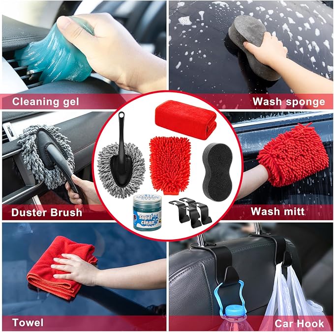40Pcs Car Wash Cleaning Kit with Foam Gun Sprayer Detailing Brushes Wash Mop Windshield Cleaning Tool Tire Brush Towels Complete Interior Exterior Detailing Set for Car