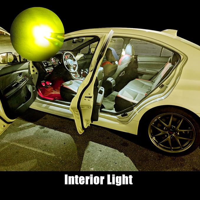 LASFIT 194 168 T10 192 2825 W5W LED Bulb Canbus Error Free, Non-Polarity 400LM Extremely Bright for Dome Map Courtesy Door Trunk Cargo Lights, 12-24V, Golden Yellow (2-Pcs)