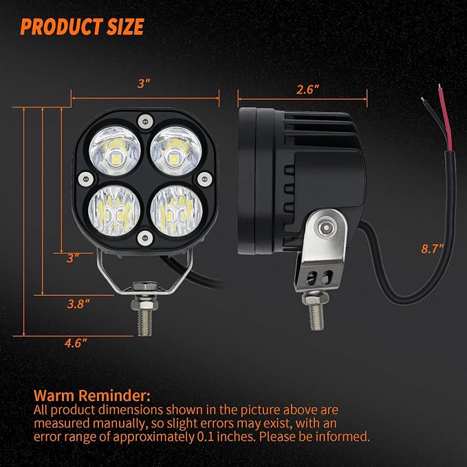 2-Pack 40W 3Inch Combo Beam LED Pod Light - Bright Off-Road Driving Fog Lights, Waterproof Auxiliary Ditch Lights for Truck, SUV, ATV, Boat, Motorcycle, Pickup, Tractor