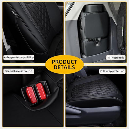 Custom Fit Sienna Seat Covers for 2021-2026 Toyota Sienna LE XLE 8-Passenger, Waterproof Faux Leather Full Set Airbag Compatible 3-Row Car Seat Protectors (Black)