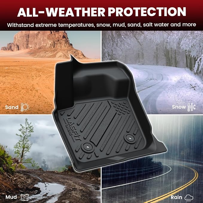 LASFIT Floor Mats & Cargo Liner for 2013-2016 Ford Fusion (Only Fit Gasoline), Custom Fit Full Coverage All-Weather Floor Liners with Trunk Mat, TPE Fusion Accessories, Black
