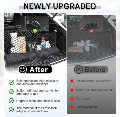 Amiss Truck Bed Cargo Net with Bottom Organizer, Fits for 2021-2026 Chevy Suburban&Tahoe|GMC Yukon&Yukon XL| Escalade, Portable Storage for Pickup Cargo and Heavy Duty Hook, Car Exterior Accessories