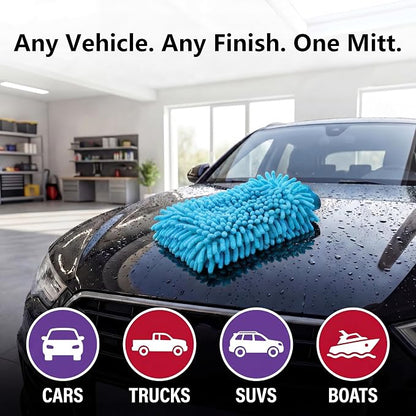 Car Wash Mitt,Detailing Ultra-Soft Chenille Microfiber Auto Gloves,Scratch-Free&Lint-Free,Safe for Trucks,SUVs, RVs&More