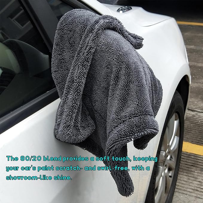 Microfiber Towels for Cars, 1200 GSM Ultra Thick 12.2"x12.2" Soft Car Detailing Drying Towel, Super Absorbent Double Twisted Loop Cloth Cleaning Towel for Car Truck SUV
