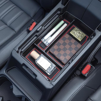PIMCAR Center Console Organizer for 2023 2024 2025 2026 Honda CR-V LX/EX/EXL/Sport/Sport-L/Sport Touring Hybrid ABS Plastic Material Armrest Box Insert Tray Accessories-Red Trim