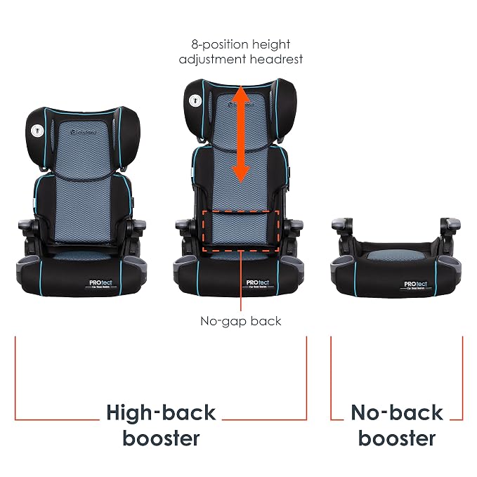Baby Trend Protect 2-in-1 Folding Booster Car Seat, Aqua Tech – Fold-Flat Travel-Ready Design, Lightweight Build, Belt-Positioning Comfort