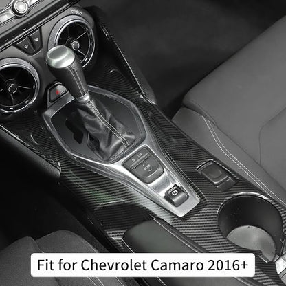 RT-TCZ Carbon Fiber Center Console Gear Shift Panel Trim Cover Cup Holder Frame Interior Decoration Kit Accessories for Chevrolet Camaro 2016-2022