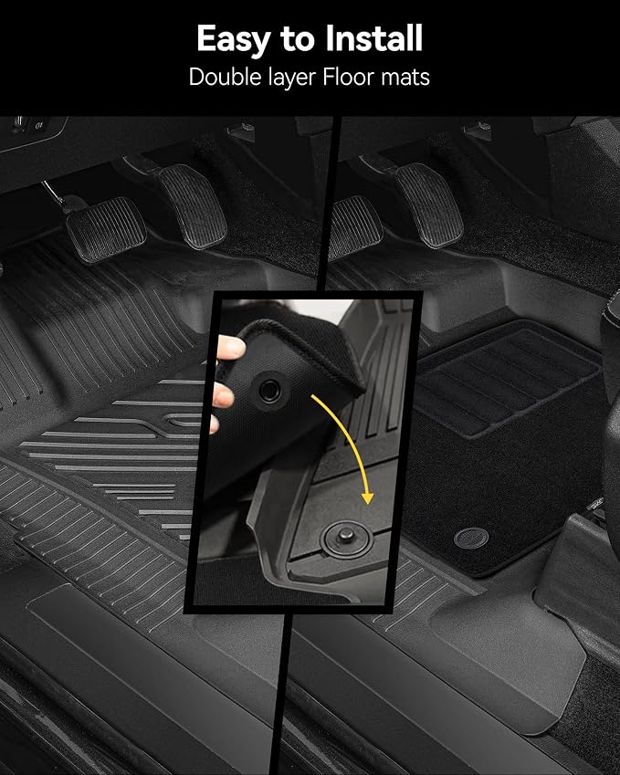 3W Floor Mats & Front Carpet Fit for 2013-2018 Dodge Ram 1500/2500/3500 Crew Cab, 2019-2024 Dodge Ram 1500 Classic Crew Cab All Weather TPE Custom Fit Floor Liner for 1500 Full Set Car Mats