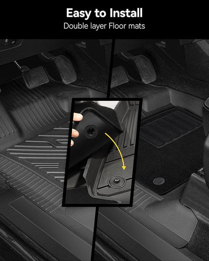 3W Floor Mats & Front Carpet Fit for 2013-2018 Dodge Ram 1500/2500/3500 Crew Cab, 2019-2024 Dodge Ram 1500 Classic Crew Cab All Weather TPE Custom Fit Floor Liner for 1500 Full Set Car Mats