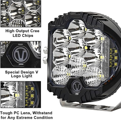 Gzminjie 7 inch 90W LED Driving Light Compatible with Wrangler Offroad Vehicle ATV UTV Golf cart Lighting Trucks Pickup F150 Work Light, Pack of 1