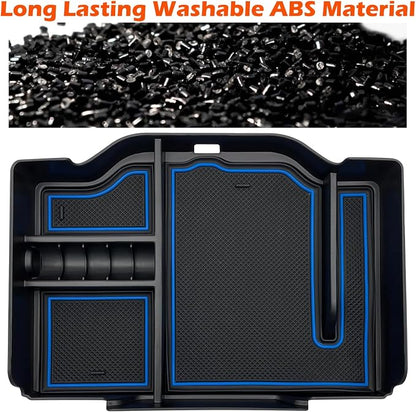 Center Console Organizer fits for Dodge RAM 2026 2025 2024 2023 2022 2021 2020 2019 1500 2500 3500 Accessories Interior Storage Box Armrest Storage Tray(Blue)