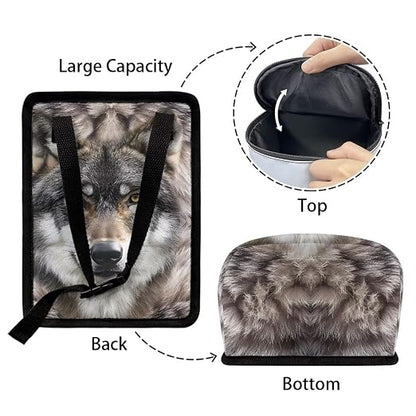 Talayituse Wolf Print Car Trash Can with Lid, Leak Proof Auto Trash Bag Hanging Vehicle Garbage Can Multipurpose Storage Container for Back Seat Road Trip