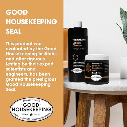 Furniture Clinic Leather Easy Restoration Kit | with Leather Recoloring Balm, Cleaner, Sponge, and Cloth | Leather Repair Kit for Scratched and Faded Furniture (Black)