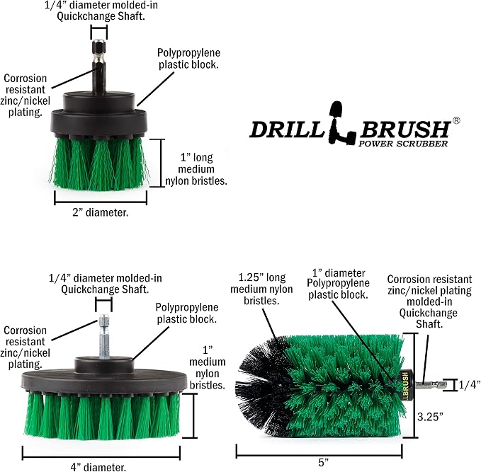 Drill Brush Power Scrubber by Useful Products - Drillbrush Oven Cleaner Brush Set - Kitchen Cleaning Brush Drill Brush Set - Kitchen Accessories - Drill Brush Attachment Countertop Scrubber Brush Set