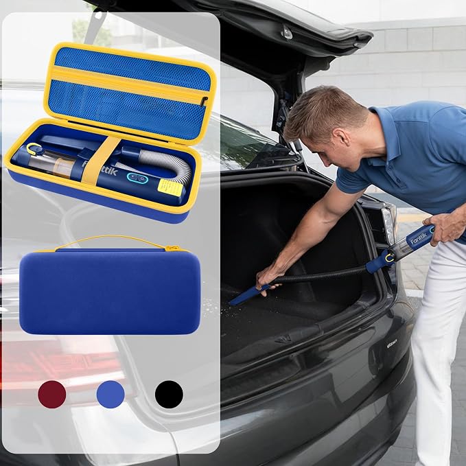 co2CREA Storage Case for Fanttik V8 Apex/Slim V8 Mate/V10 Apex/Slim V10 Mate Portable Mini Cordless Vacuum – Hard EVA Protective Carrying Bag with Accessory Organizer (Blue Case)