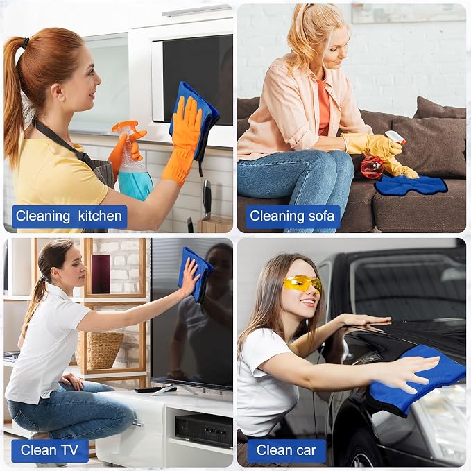 Tallew 40 Pcs Blue Microfiber Towels: 16"x16" Microfiber Drying Towels Bulk Micro Fiber Car Cleaning Cloth for Cars Drying Washing Polishing Cleaning Household Supplies