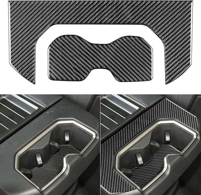 NVCNX Real Premium Carbon Fiber for Toyota Tundra 2022-2026 / Sequoia 2023-2026 2024 2025 Truck Pickup SUV Center Console Armrest Cup Holder Cover Interior Trim Accessories Overlay Sticker Decal 2PCs