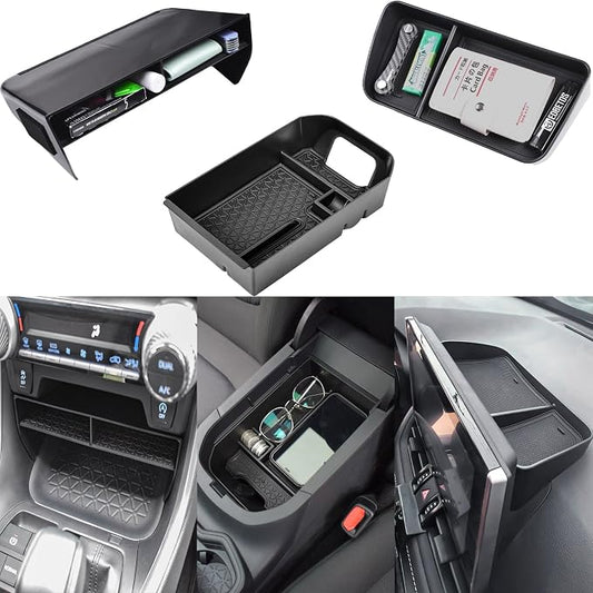 EDBETOS 3PCS Center Console Organizer Tray Set Compatible with Toyota RAV4 2019-2024 2025 and 2021-2025 Prime Accessories Insert Armrest Storage Box, Dash Console Tray,Only Fit 8'' Multimedia Display