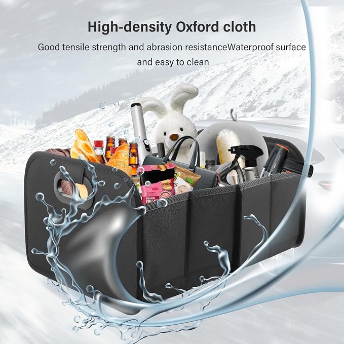Large Capacity Trunk Organizer for Car,Foldable Multi-Compartment SUV Trunk Organizer for Storaging Tools Toys Foods,Universal Oxford Cloth Car Organizers and Storage