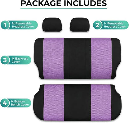 FH Group Automotive Rear Car Seat Covers for SUV, Trucks, Sedan and More - Universal Fit Rear Solid Bench Design Interior Accessories - 3D Mesh Fabric Center Panel - Purple
