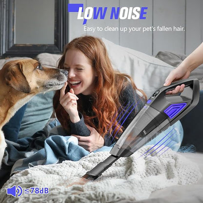 ATONEP Handheld Vacuum Cordless Cleaner,Powerful Portable and Dust Buster Hand Vcauum Rechargeable with Large-Capacity Battery for CarPetOfficeHome (Mixed Colors) (Dark Blue)