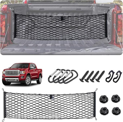 Envelope Style Cargo Net for 2023-2026 Chevy Colorado&GMC Canyon Accessories, Trunk SUV Mesh Cargo Net, Upgraded 5mm Bungee & Double-layer Nylon Storage Tailgate Netting Grocery&Tools Holder Organizer