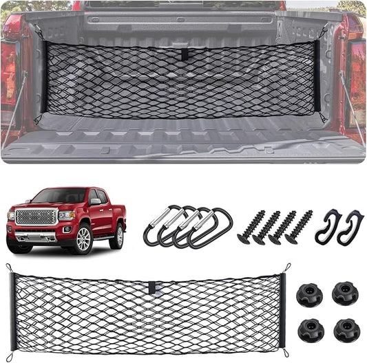 Envelope Style Cargo Net for 2023-2026 Chevy Colorado&GMC Canyon Accessories, Trunk SUV Mesh Cargo Net, Upgraded 5mm Bungee & Double-layer Nylon Storage Tailgate Netting Grocery&Tools Holder Organizer