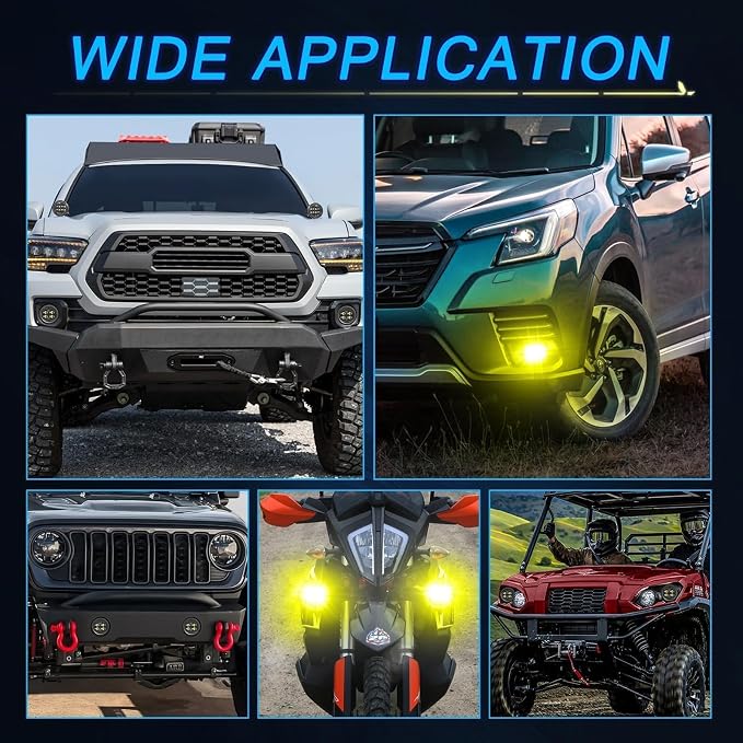 SAE Yellow Fog Lights, ACEC SHOP 2PCS 80W 3.5 Inch Round LED Fog Light Bars DOT Approved Street Legal Amber Pods Off Road Driving Light for Truck Pickup Wrangler Tacoma Tundra F150 UTV SUV Motorcycle