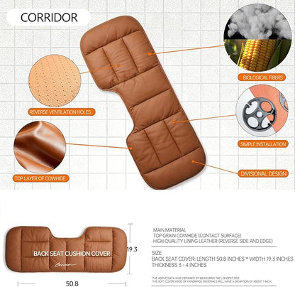 A leather rear seat cushion specially designed for cars - made by hand - can relieve pain in the buttocks, pressure points, and sciatic nerve. | Rear seat cover (Red Flag Brown, Rear Seat Cushion)